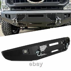 Front Bumper with LED Lights Winch Mount For 17-19 Ford F-250 350 450 Super Duty