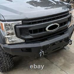 Front Bumper with LED Lights Winch Mount For 17-19 Ford F-250 350 450 Super Duty