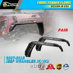 Front Fender Flares 2PC for 2007-2018 Jeep Wrangler JK JKU Heavy Duty Steel