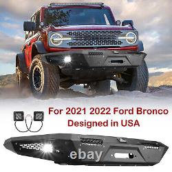Front / Rear Bumper For 2021 2022 Ford Bronco Duty Steel Black withLED Lights