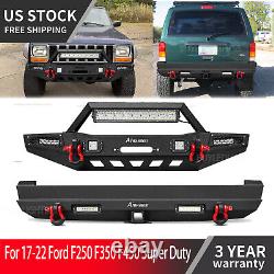 Front / Rear Bumper withLights & D-rings For 17-22 Ford F250 F350 F450 Super Duty