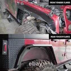 Front & Rear Fender Flares for 2007-2018 Jeep Wrangler JK JKU Duty Steel 4pcs