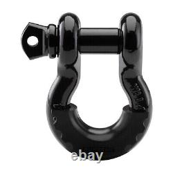 Front Shackle Mount Brackets + Black D-Ring Shackles for 2017-2019 Ford F-Series