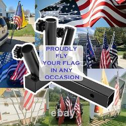 Heavy Duty 3 Flag Pole Holder Hitch Mount for Truck Car 2 Trailer Receiver SUV