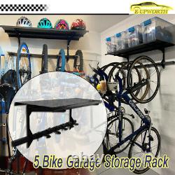 Heavy Duty Bike Bicycle Wall Mount Storage Garage Holder Hook Hanger Rack +Shelf