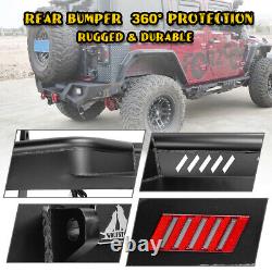 Heavy Duty Black Textured Steel Rear Bumper For 2007-2018 Jeep Wrangler JK JKU