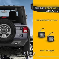 Heavy Duty Offroad Rear Bumper Fits 18-24 Jeep Wrangler JL with Sensor HL & Lights