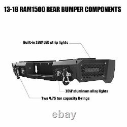 Heavy Duty Rear Bumper with18W LED Lights & D-rings for Dodge Ram 1500 2013-2018