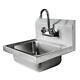 Heavy Duty Stainless Steel Hand Wash Sink Washing Wall Mount Commercial Kitchen