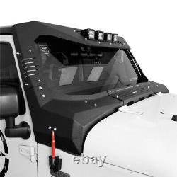 Heavy Duty Steel Front Bumper +Windshield Frame Cover for Jeep Wrangler JK 07-18