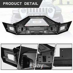 Heavy Duty Steel Front Bumper with LED Lights for 2018-2022 Jeep Wrangler JL JLU