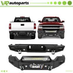 Heavy Duty Steel Front Rear Bumper withLED Lights for 2016-18 Chevy Silverado 1500