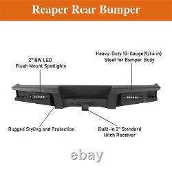 Heavy Duty Steel Reaper Rear Bumper with LED Light fit 2018-2023 Jeep Wrangler JL