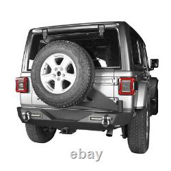 Heavy Duty Steel Rear Bumper + Tire Carrier with D-ring for Jeep Wrangler JL 18-22