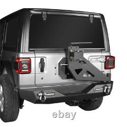 Heavy Duty Steel Rear Bumper + Tire Carrier with Light for Jeep Wrangler JL 18-23