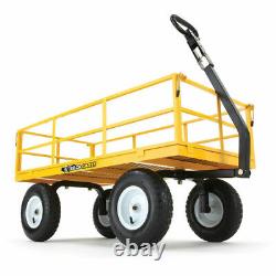 Heavy-Duty Wagon Utility Dump Cart Wheelbarrow Side Hitch-Mount Outdoor Garden