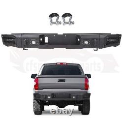 Heavy Rear Step Bumper Built-in LED Lights D-rings For 2014-2019 Toyota Tundra