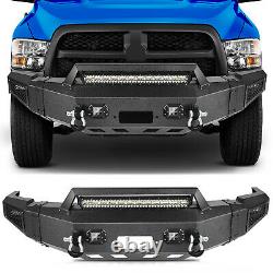 Heavy Steel Front Bumper with Winch Plate Led Light for 10-18 Dodge Ram 2500 3500