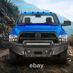 Heavy Steel Front Bumper with Winch Plate Led Light for 10-18 Dodge Ram 2500 3500