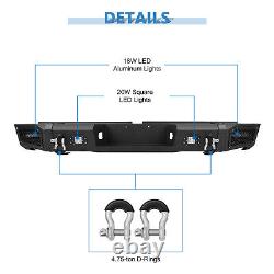 Heavy Steel Rear Bumper Built-in 4x Led Lights D-rings for 07-13 Toyota Tundra
