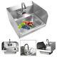 Heavy-duty Commercial Kitchen Stainless Steel Wall Mount Hand Sink With Faucet