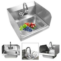 Heavy-duty Commercial Kitchen Stainless Steel Wall Mount Hand Sink with Faucet