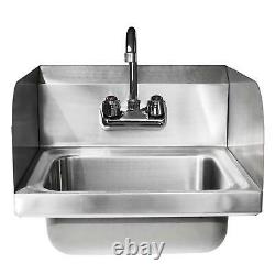Heavy-duty Commercial Kitchen Stainless Steel Wall Mount Hand Sink with Faucet