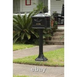 Locking Mailbox Pedestal Large Metal Black Post Mount Heavy Duty Rust Resistant