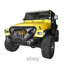 Mad Max Front Bumper with Steel Grille & 2x LED Lights for 97-06 Jeep Wrangler TJ