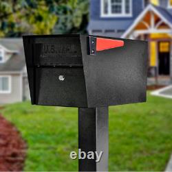 Mail Manager Locking Post-Mount Mailbox Residential Black Modern Heavy Duty