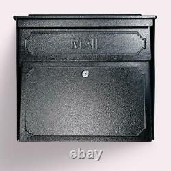 Mailbox Locking Wall-Mount Indicator Large Heavy Duty Galvanized Steel Black