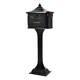 Metal Black Post Mount Mailbox With Post Pedestal Heavy Duty Cast Aluminum Stand