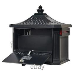 Metal Black Post Mount Mailbox with Post Pedestal Heavy Duty Cast Aluminum Stand