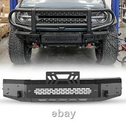Mid-Width Micro-texture Front Bumper For 2021-2023 Ford Bronco Steel Heavy Duty
