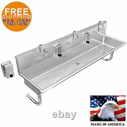 Multi Station 3 Stainless Steel Heavy Duty 72 Wall Mount Hand Sink Made In USA