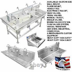 Multi Station 3 Stainless Steel Heavy Duty 72 Wall Mount Hand Sink Made In USA