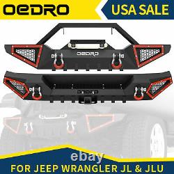 OEDRO Front & Rear offroad bumper With Shacle For 2018-2022 Jeep Wrangler JL & JLU