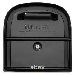 POST-MOUNT MAILBOX Black Galvanized Steel US Mail Large Heavy-Duty 2-Door