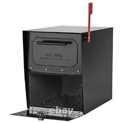 Parcel Mailbox Post Mount Security Locking Black Heavy Duty Galvanized Steel