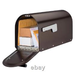 Post Mount Mailbox Heavy Duty Brown Bronze Galvanized Steel Large Mail Box New