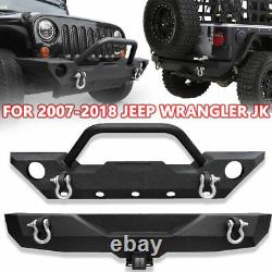 Powder-Coated Front Bumper and Rear Bumper Set For 2007-2018 Jeep Wrangler JK