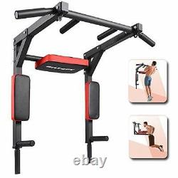 Pull Up Bar Dip Stand Ab Station Wall Mounted Multi Gym Rack Heavy Duty NEW