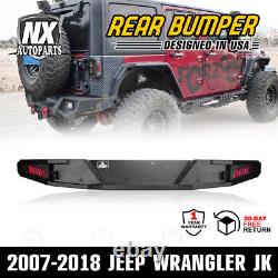 Rear Bumper For 2007-2018 Jeep Wrangler JK Heavy Duty Steel withLED Brake Lights