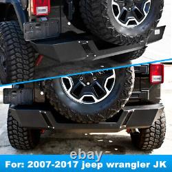 Rear Bumper For 2007-2018 Jeep Wrangler JK JKU Heavy Duty Steel Powder Coated