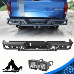 Rear Bumper For 2009-2018 Dodge Ram 1500 with2LED Lights+License Lamps+2D-Rings