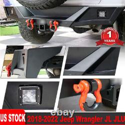 Rear Bumper For 2018-2022 Jeep Wrangler JL JLU withD-Ring Shackle Heavy Duty Steel
