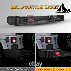 Rear Bumper For Jeep Wrangler 2007-2018 JK JKU Heavy Duty Steel With LED lights