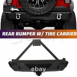 Rear Bumper Guard with Tire Carrier & 2x D-rings for Jeep Wrangler JK 2007-2018