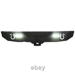 Rear Bumper With D-rings 2 Receiver & 2 LED Lights for Jeep Wrangler JK 2007-2018