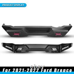 Rear Bumper for 2021 2022 Ford Bronco Powder Coated Heavy Duty Steel LED Light